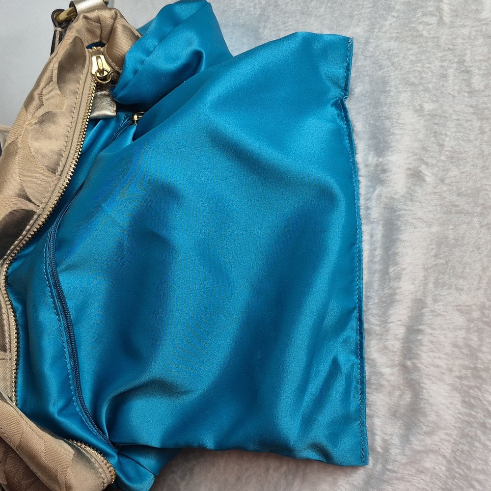 Coach Poppy Metallic Gold and Tan Tote Bag - Picture 16 of 17